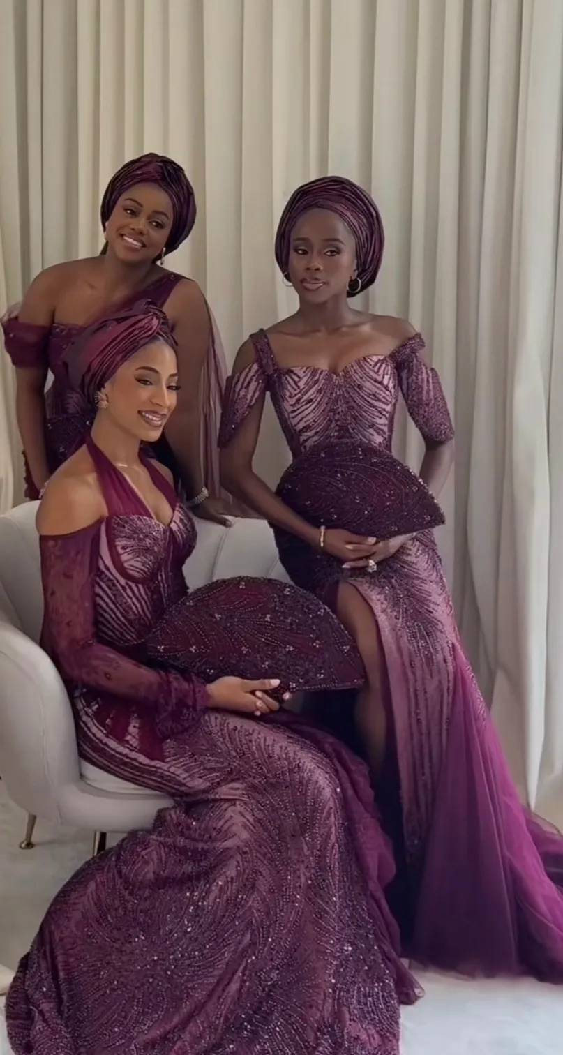 Aso ebi inspiration - plum gowns