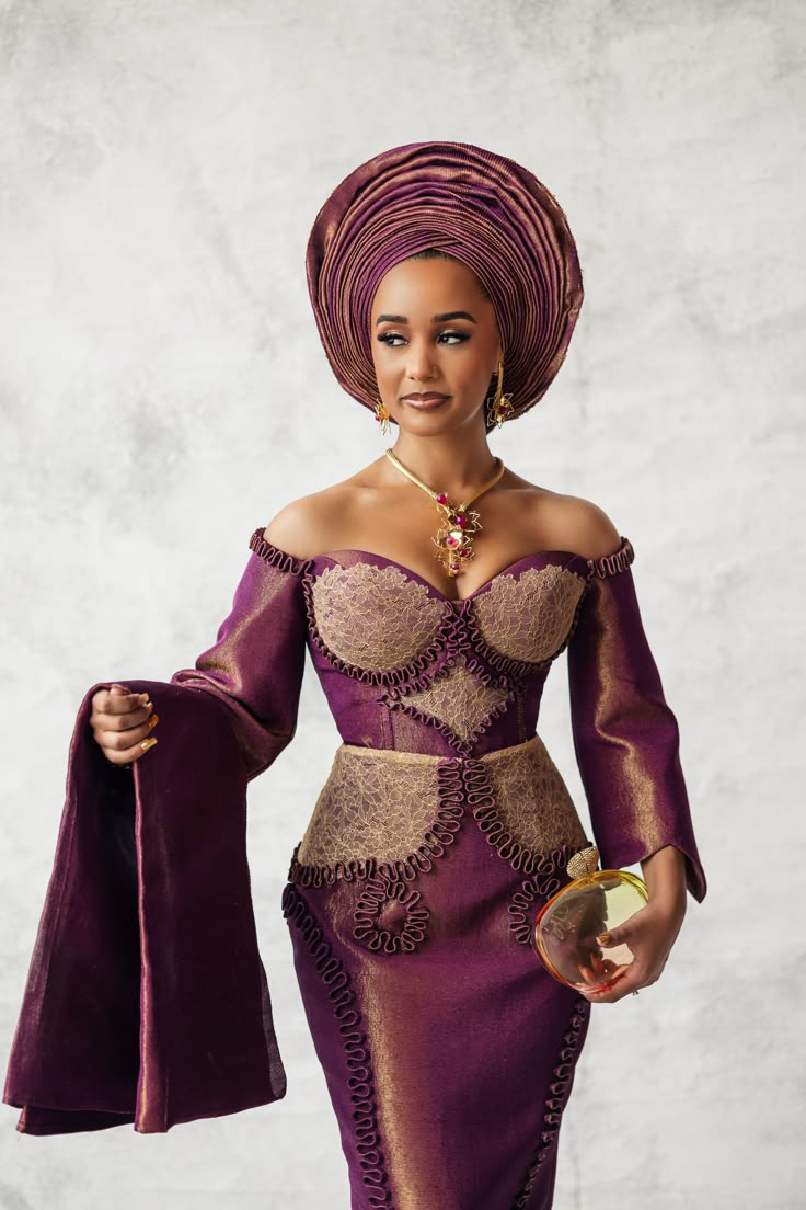 Family aso ebi inspiration - plum traditional