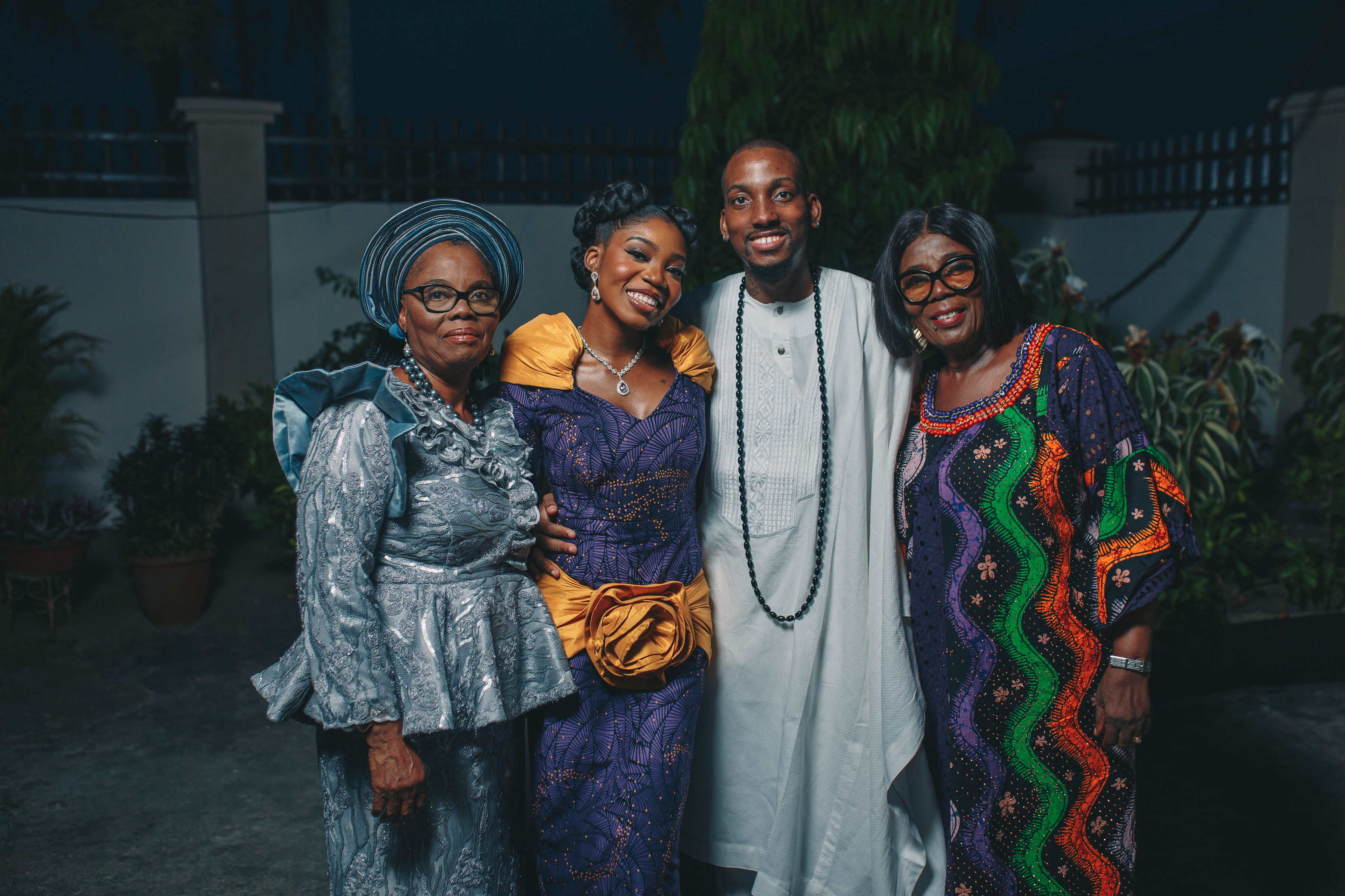 Couple with family